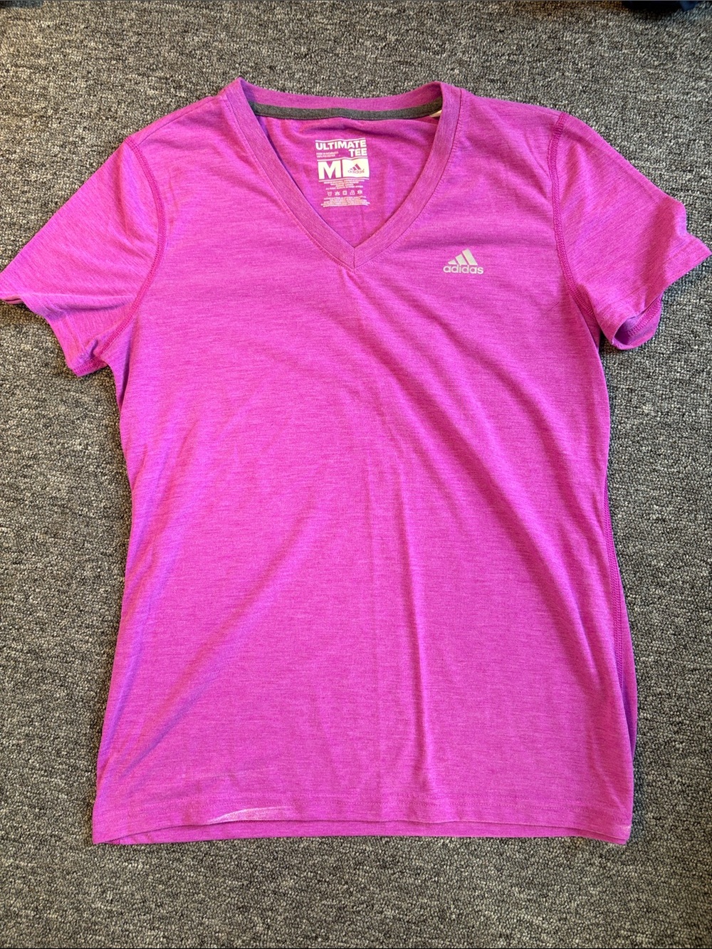 adidas Women's Bright Pink V-Neck Athletic Tee